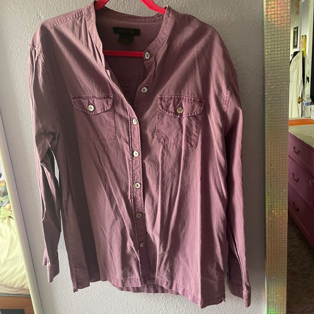 VINTAGE Maroon Button Down Shirt, Francesca Rose, Size L